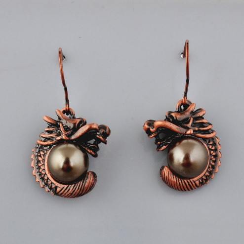 Yellow Alloy Earrings-Middle Class-Antique style-JE30415