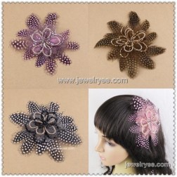 Cheap Feather Brooch-Wholesale Feather Brooch-Vintage,Flower Bird Feather-HF100010091