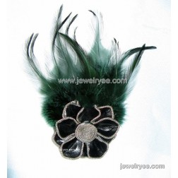 Cheap Feather Brooch-Wholesale Feather Brooch-Flower Bird Feather-HF100010146