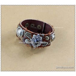 Cheap Feather Bracelet-Wholesale Feather Bracelet-Vintage,Man,Animal Bird Feather,Genuine Leather-HF100010199