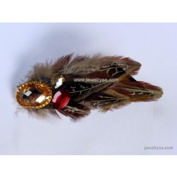 Cheap Feather Brooch-Wholesale Feather Brooch-Man Bird Feather-HF100010362