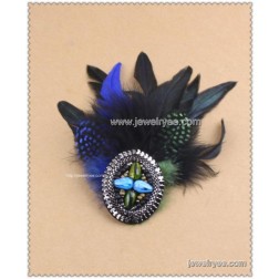 Cheap Feather Brooch-Wholesale Feather Brooch-Vintage,Flower,Man Bird Feather-HF100010393