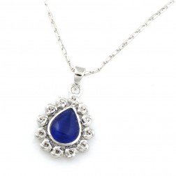 Blue Alloy Necklace-Middle Class-Flower style-JE30517