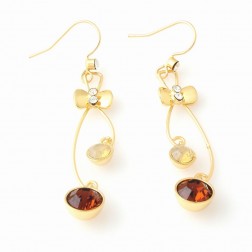 Yellow Rhinestone Earrings-Middle Class-Fashion style-JE30233