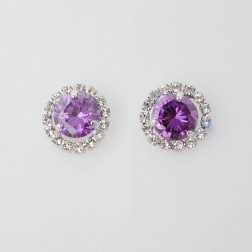 Purple Rhinestone Earrings-Middle Class-Fashion style-JE30278