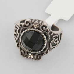 Black Rhinestone Ring-Middle Class-Antique style-JE30419