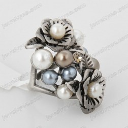 Multi-color Freshwater Pearl Ring-Middle Class-Antique style-JE23243